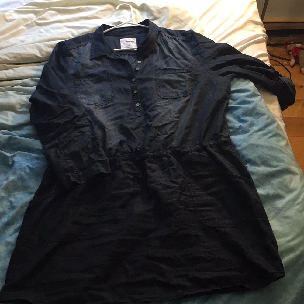 EUC denim tie waist dress